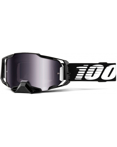 100% brýle ARMEGA Black stříbrné chrom plexi s čepy pro slídy