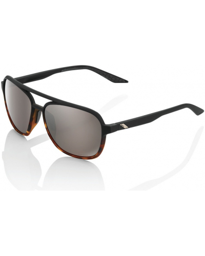 100% sluneční brýle KASIA Soft Tact Black/Havana HIPER stříbrné sklo