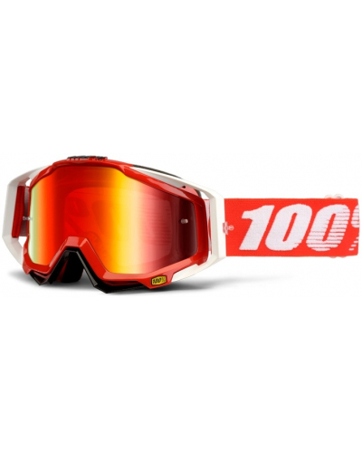 100% okuliare RACECRAFT Fire Red mirror / red