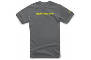 ALPINESTARS tričko LINEAR WORDMARK charcoal/fluo yellow