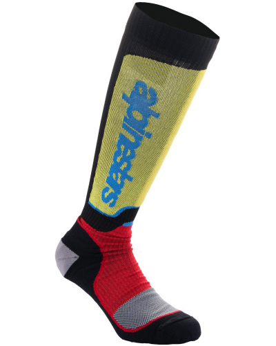 ALPINESTARS ponožky MX PLUS černá/červená fluo/žlutá fluo/modrá 2024