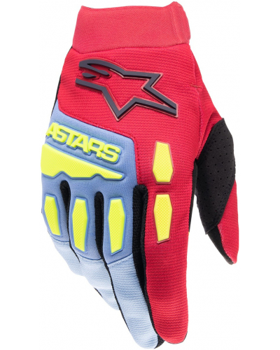 ALPINESTARS rukavice FULL BORE detské svetlo modrá/červená/žltá fluo/čierna 2024