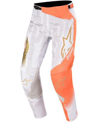 ALPINESTARS kalhoty TECHSTAR FACTORY Metal white/fluo orange/gold