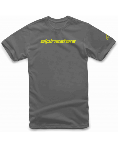 ALPINESTARS tričko LINEAR WORDMARK charcoal/fluo yellow