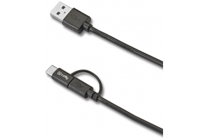 CELLY datový kabel s konektorem microUSB a redukcí USB-C