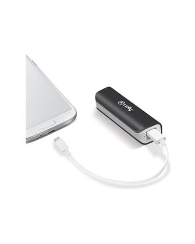 CELLY PowerBank s USB výstupom a mikroUSB káblom, 2600 mAh, 1A, black