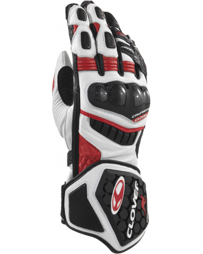 CLOVER rukavice RS-9 white/red/black