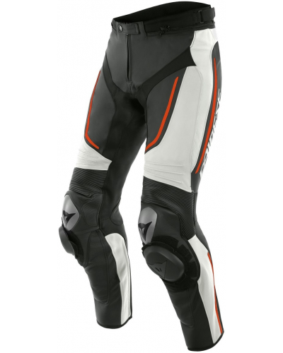DAINESE nohavice ALPHA white/black/fluo red