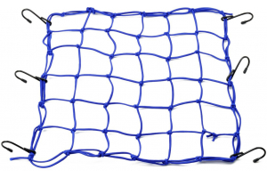 DAYTONA pružná batožinová sieť s kovovými háčikmi 40 x 40 cm modrá