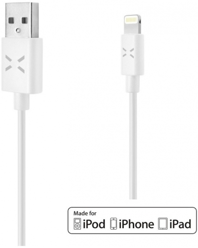 FIXED dátový kábel USB MFI s konektorom Lightning, 1m white