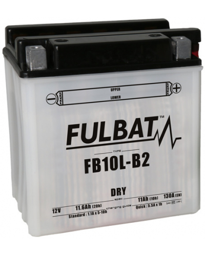 FULBAT konvenční motocyklová baterie FB10L-B2 (YB10L-B2) Včetně balení kyseliny