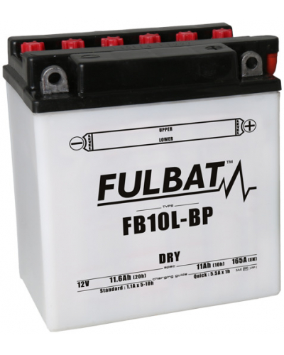 FULBAT konvenční motocyklová baterie FB10L-BP (YB10L-BP) Včetně balení kyseliny