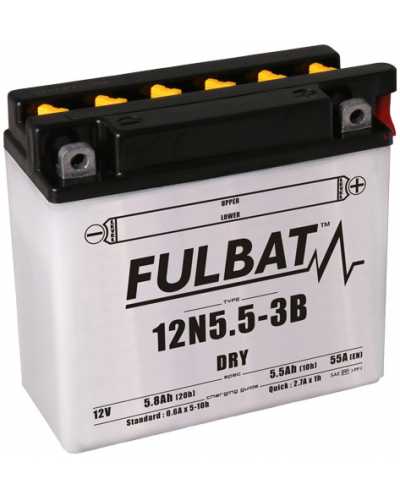 FULBAT konvenčná motocyklová batéria 12N5.5-3B Vrátane balenia kyseliny