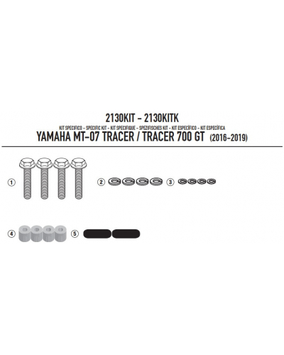 GIVI 2130KIT montážní sada Yamaha MT-07 Tracer 700 (16-21) - pro montáž 2130FZ s orig. bočními kufry
