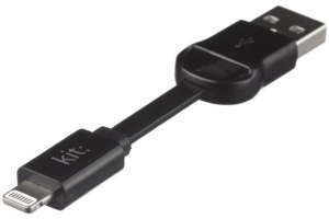 KIT datový a nabíjecí kabel s přívěskem na klíče KEYRING s konektorem LIghtning black