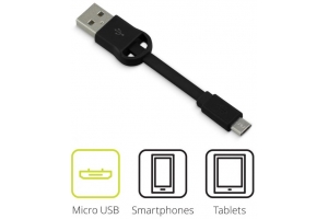 KIT datový a nabíjecí kabel s přívěskem na klíče KEYRING s konektorem micro USB black