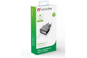 CELLULARLINE cestovní nabíječka s USB výstupem 2A/10W black