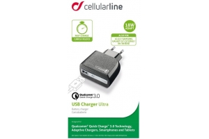 CellularLine cestovná nabíjačka QUALCOMM QUICK CHARGE 3.0 18W black