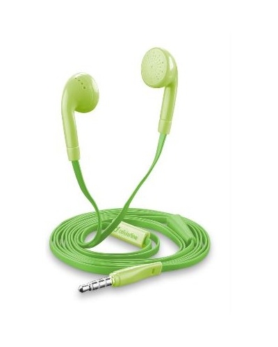 CELLULARLINE sluchátka BUTTERFLY plochý kabel 3,5 mm jack green 