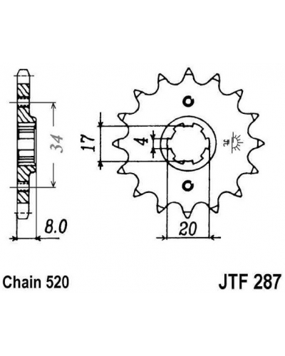JT řetězové kolečko F 287-14