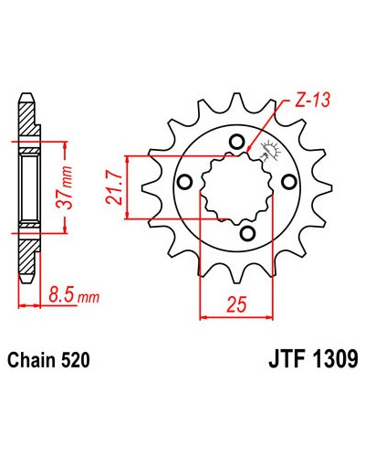 JT řetězové kolečko F 1309-14