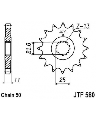 JT reťazové koliesko F 580-16RB