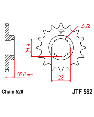 JT řetězové kolečko F 582-16RB 