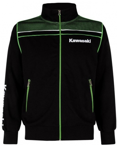 KAWASAKI mikina na zips SPORTS SWEATSHIRT black / green