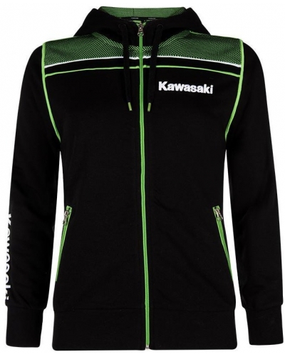 KAWASAKI mikina na zip s kapucí SPORTS SWEATSHIRT dámská black/green 