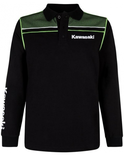 KAWASAKI polo triko s dlouhým rukávem SPORTS black/green 