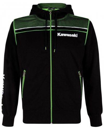 KAWASAKI mikina na zip s kapucí SPORTS SWEATSHIRT black/green 