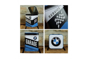 NOSTALGIC ART dóza na čaj BMW GARAGE white/blue