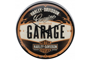 NOSTALGIC ART hodiny HARLEY-DAVIDSON GARAGE black/orange