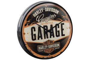 NOSTALGIC ART hodiny HARLEY-DAVIDSON GARAGE black/orange