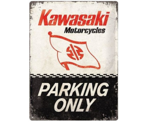 NOSTALGIC ART parkovacia ceduľa KAWASAKI white/black