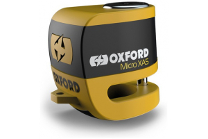 OXFORD zámek kotoučové brzdy Micro XA5 integrovaný alarm žlutý/černý průměr čepu 5.5 mm