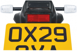 OXFORD blinkr LED hranatý dlouhý čiré sklíčko černý plášť pár
