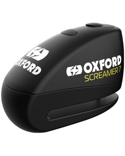 OXFORD zámek kotoučové brzdy SCREAMER 7 integrovaný alarm černý/černý průměr čepu 7 mm