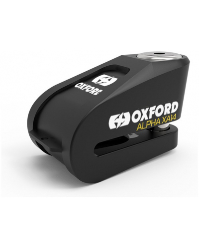 OXFORD zámek kotoučové brzdy Alpha Alarm XA14 integrovaný alarm černý průměr čepu 14 mm