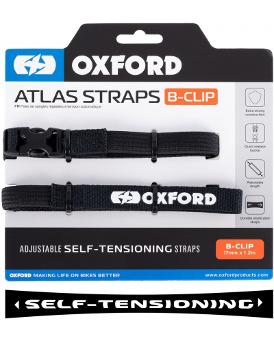 OXFORD zavazadlové popruhy Atlas B-Clip 2 ks černá 17mm x 1.2m