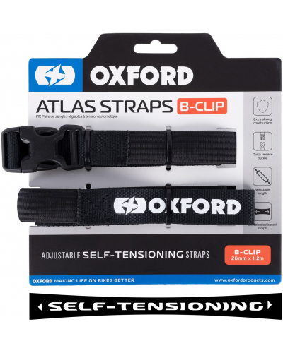 OXFORD zavazadlové popruhy Atlas B-Clip 2 ks černá 26mm x 1.2m