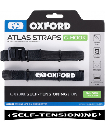 OXFORD zavazadlové popruhy Atlas G-Hook černá 17mm x 2m