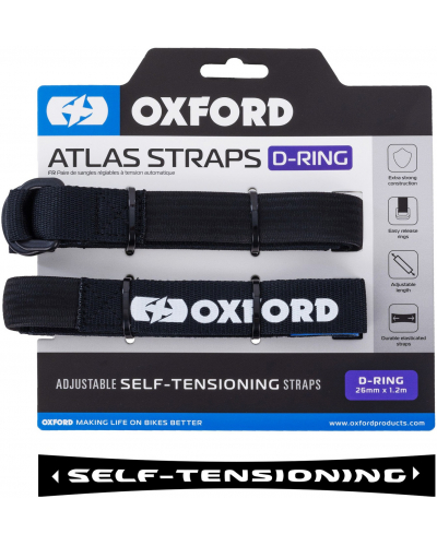 OXFORD zavazadlové popruhy Atlas D-Ring 2 ks černá. 26mm x 1.2m