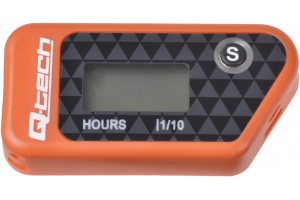Q-TECH měřič motohodin bezdrátový s nulovatelným počítadlem oranžový