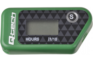 Q-TECH měřič motohodin bezdrátový s nulovatelným počítadlem zelený