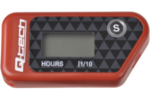 Q-TECH měřič motohodin bezdrátový s nulovatelným počítadlem červený