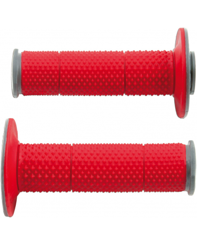 RTECH gripy Full Diamond dvojvrstvové extra mäkké červeno-sivé pár dĺžka 116 mm