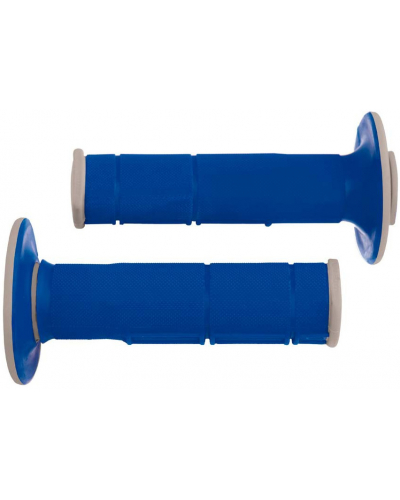 RTECH gripy Racing dvojvrstvové mäkké modro-sivé pár dĺžka 116 mm
