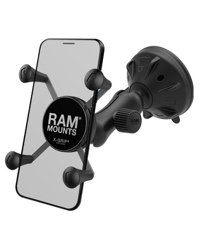 RAM MOUNTS kompletná zostava univerzálneho držiaka mobilného telefónu X-Grip s prísavkou na sklo rameno 70 mm